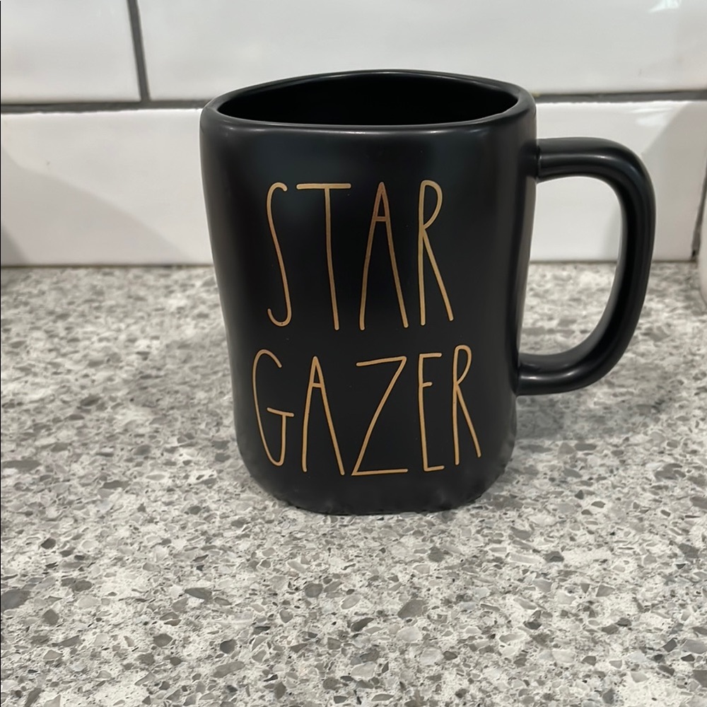 Rae Dunn Black and Gold Star Gazer Mug